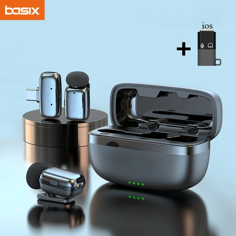 Wireless Charger - Conjunto de Microfone Lavalier Sem Fio