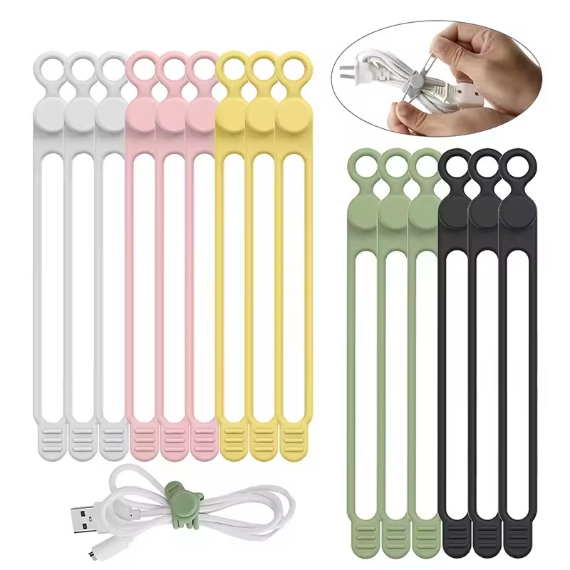 Cable Organizer - 10 Peças de Abraçadeiras de Silicone,