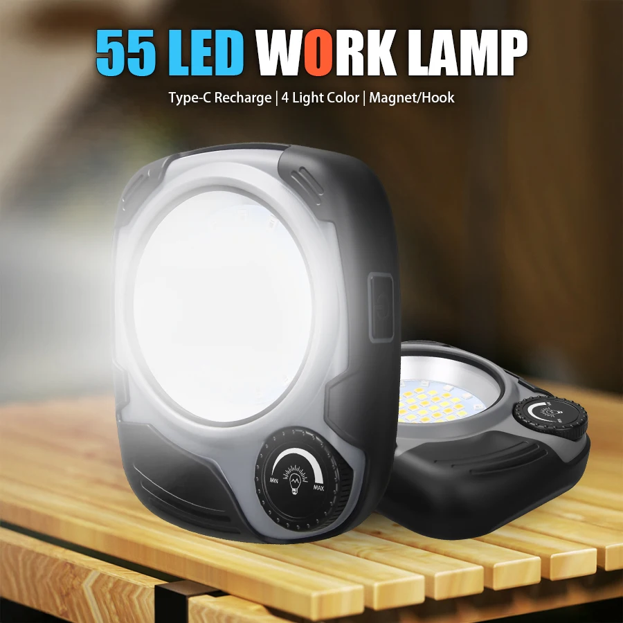 Power Bank - Lanterna de acampamento recarregável LED/COB, escurecimento