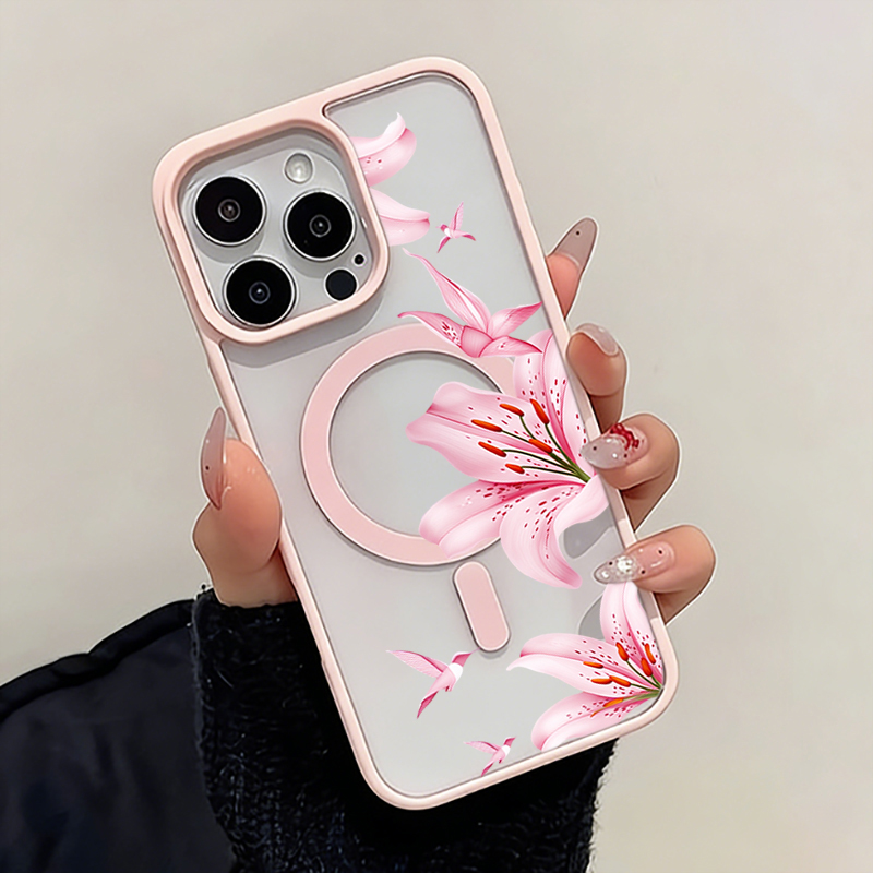 Capa Magnética Rosa com Flores - Wireless Charger avaliação e preço
